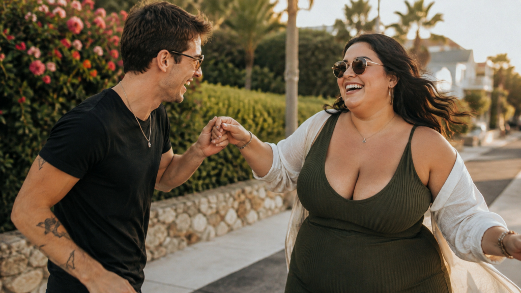 a skinny man and a bbw enjoy themselves
